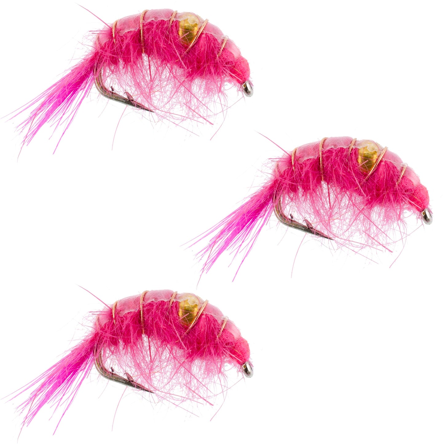 3 Pack Pink Beaded Shrimp Scud Pattern - Size 16
