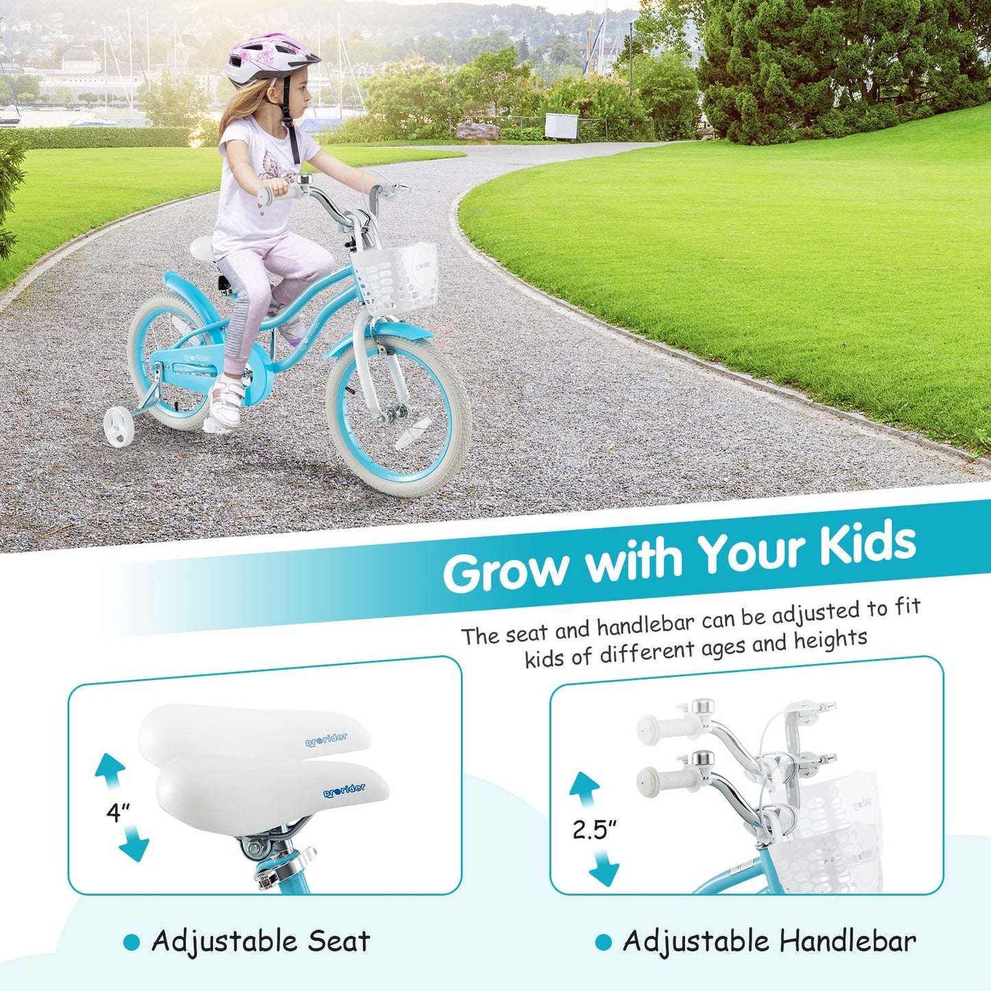 14/16/18 Inch Kids Bike with Dual Brakes & Adjustable Seat