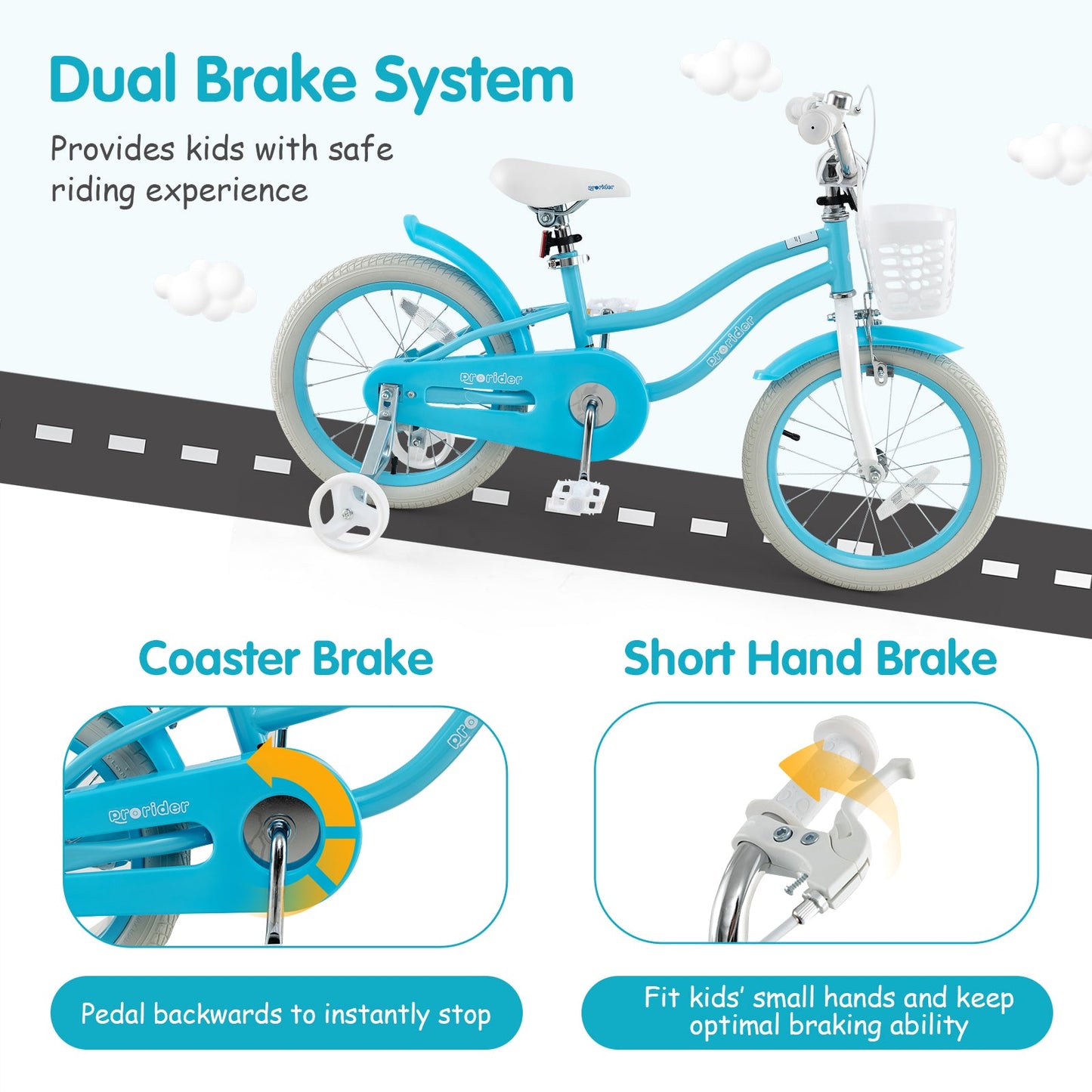 14/16/18 Inch Kids Bike with Dual Brakes & Adjustable Seat