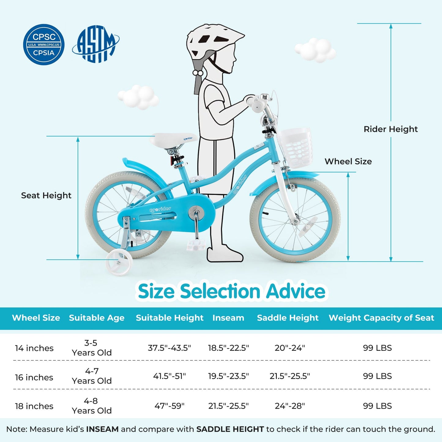 14/16/18 Inch Kids Bike with Dual Brakes & Adjustable Seat