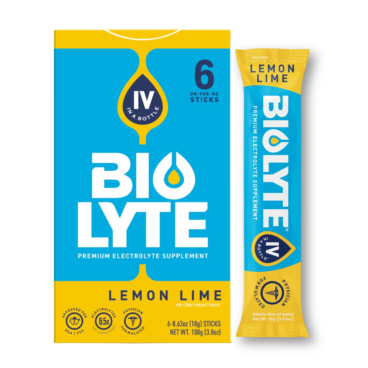 BIOLYTE Poudre Électrolytique à Emporter, Saveur Agrumes (6 Compte)