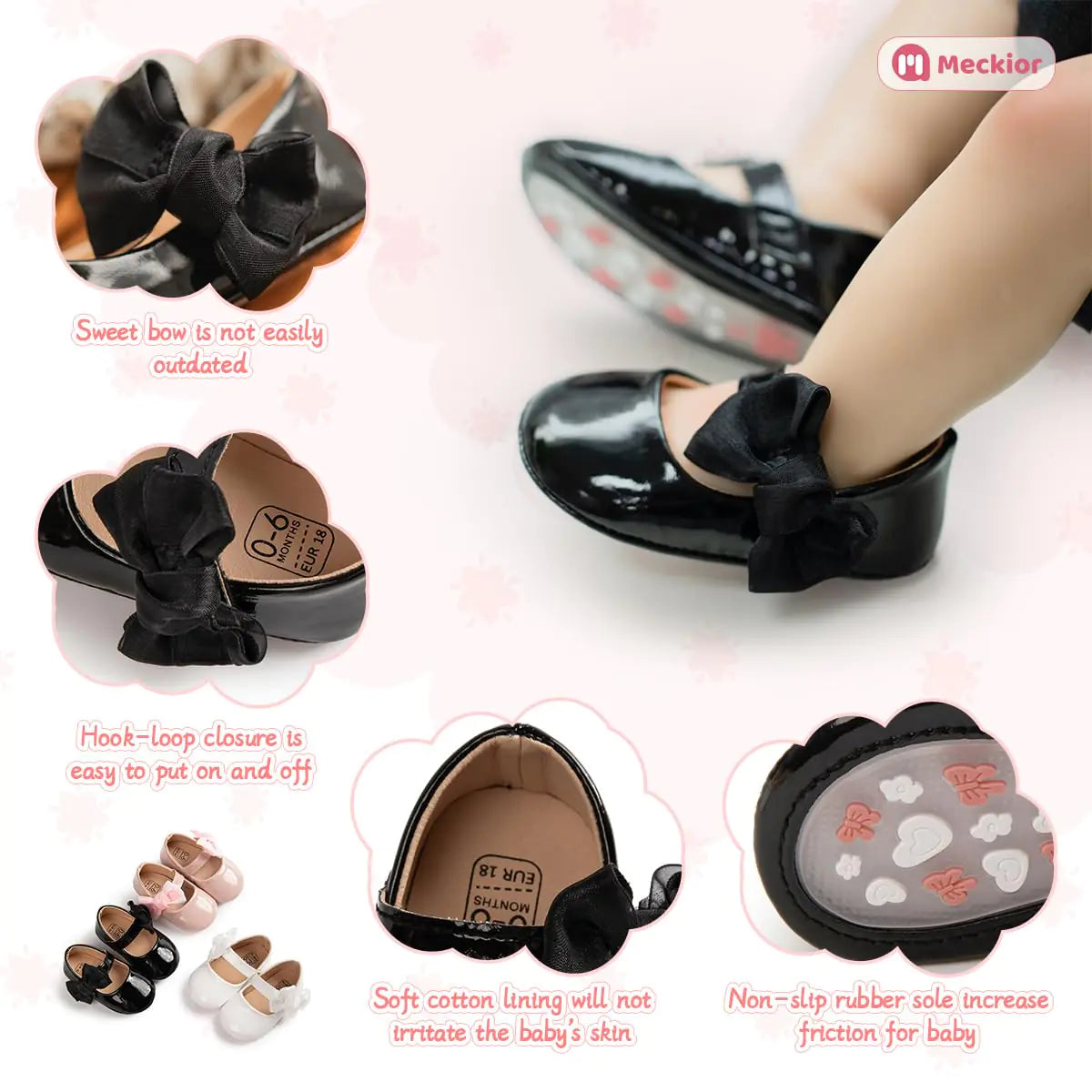 Meckior Zapatos Mary Jane de Suela Suave para Niñas Bebé