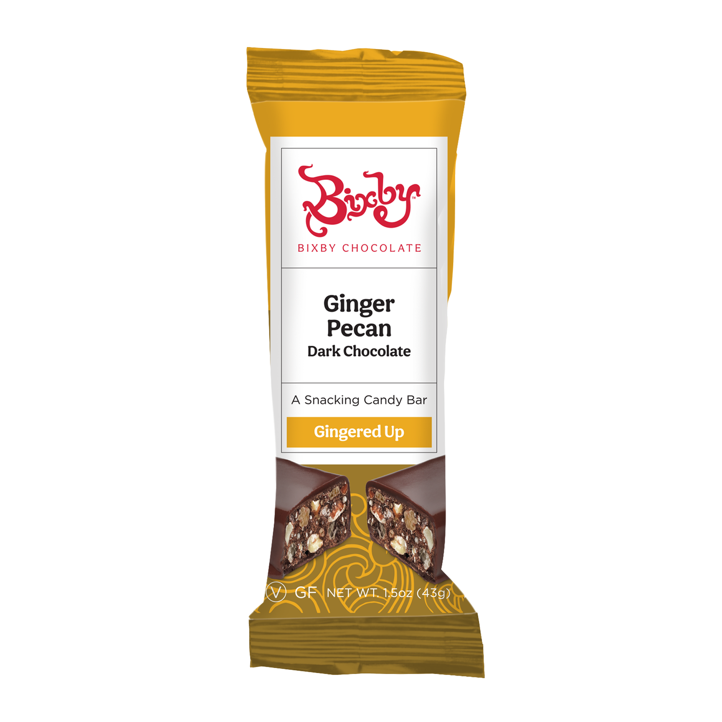 Gingered Up® - Chocolate negro + jengibre cristalizado y nueces pecanas (vegano)