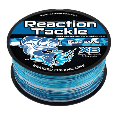 Reaction Tackle X8 Braided Fishing Line - Blue Camo 8 Strand
