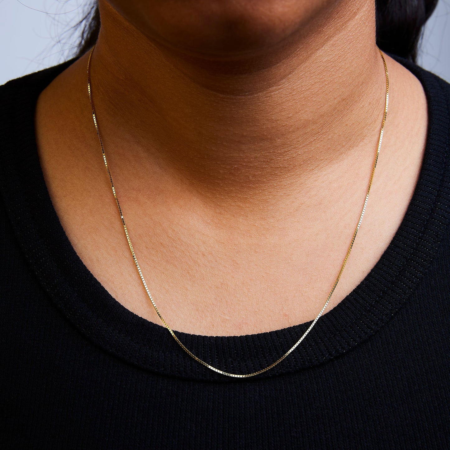 Collar de Cadena Clásica de Caja de Oro Amarillo Sólido de 14K - 16 Pulgadas