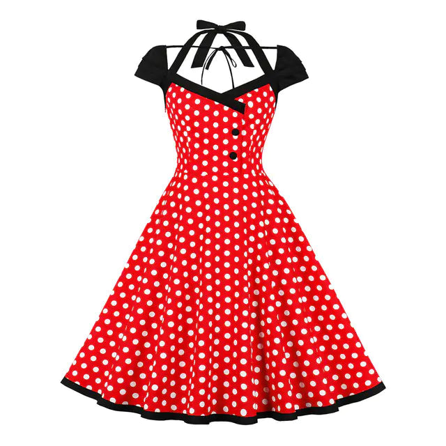 Robe de fête rétro en maille brodée élégante des années 1950