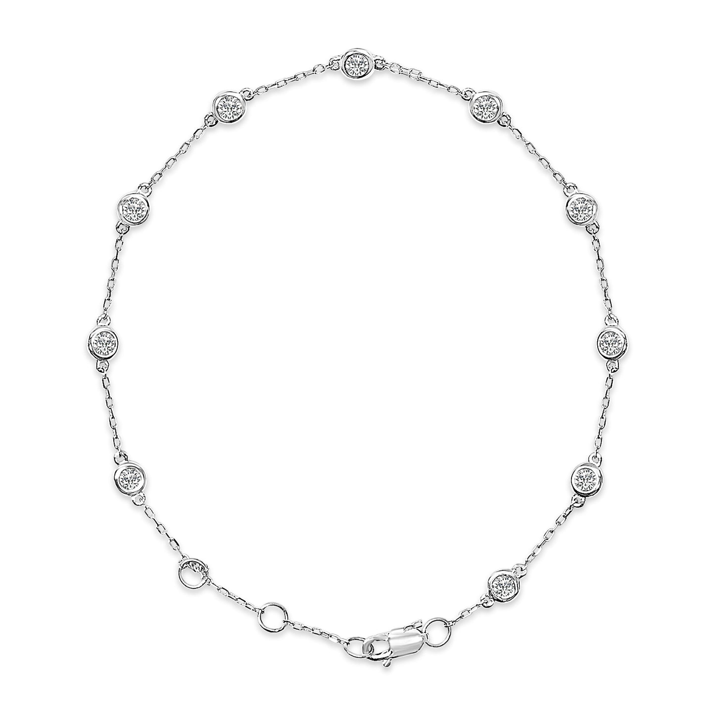 14K White Gold Lab Grown Diamond Station Bracelet