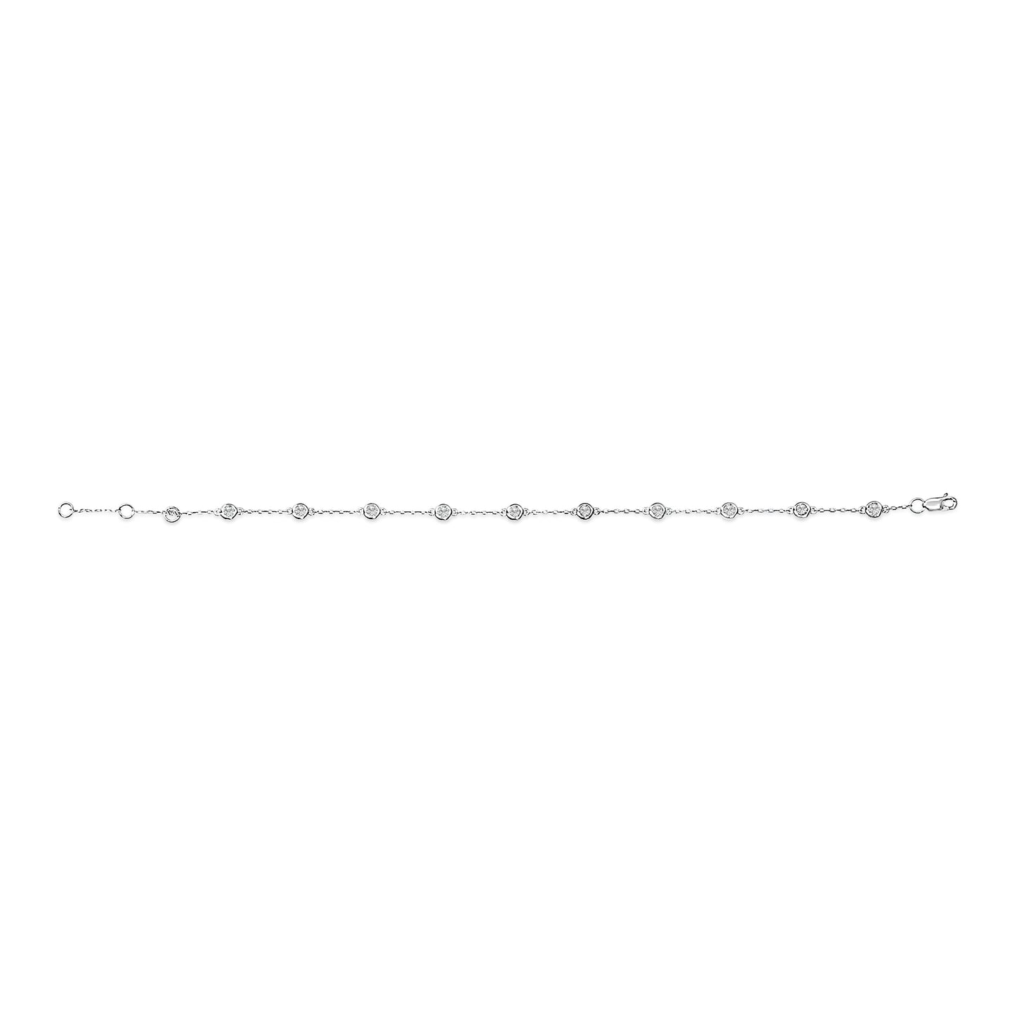 14K White Gold Lab Grown Diamond Station Bracelet