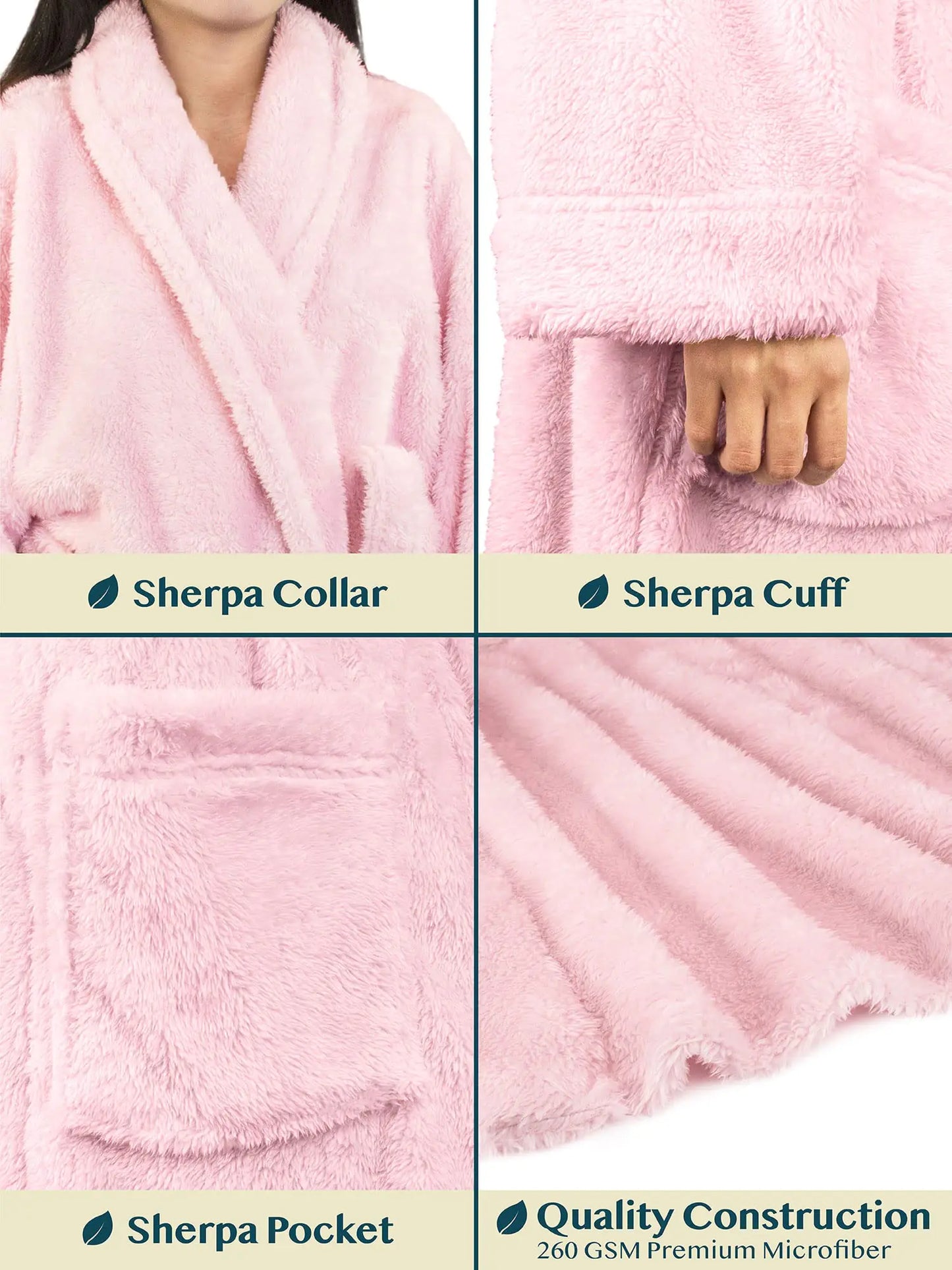 Robe en peluche douce pour femmes PAVILIA Premium - Rose clair 2X-3X