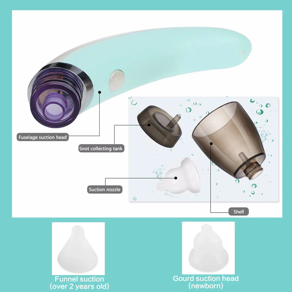 Baby Nasal Aspirator Electric Safe Hygienic Nose Cleaner With 2 Sizes Of Nose Tips And Oral Snot Sucker - Korvel