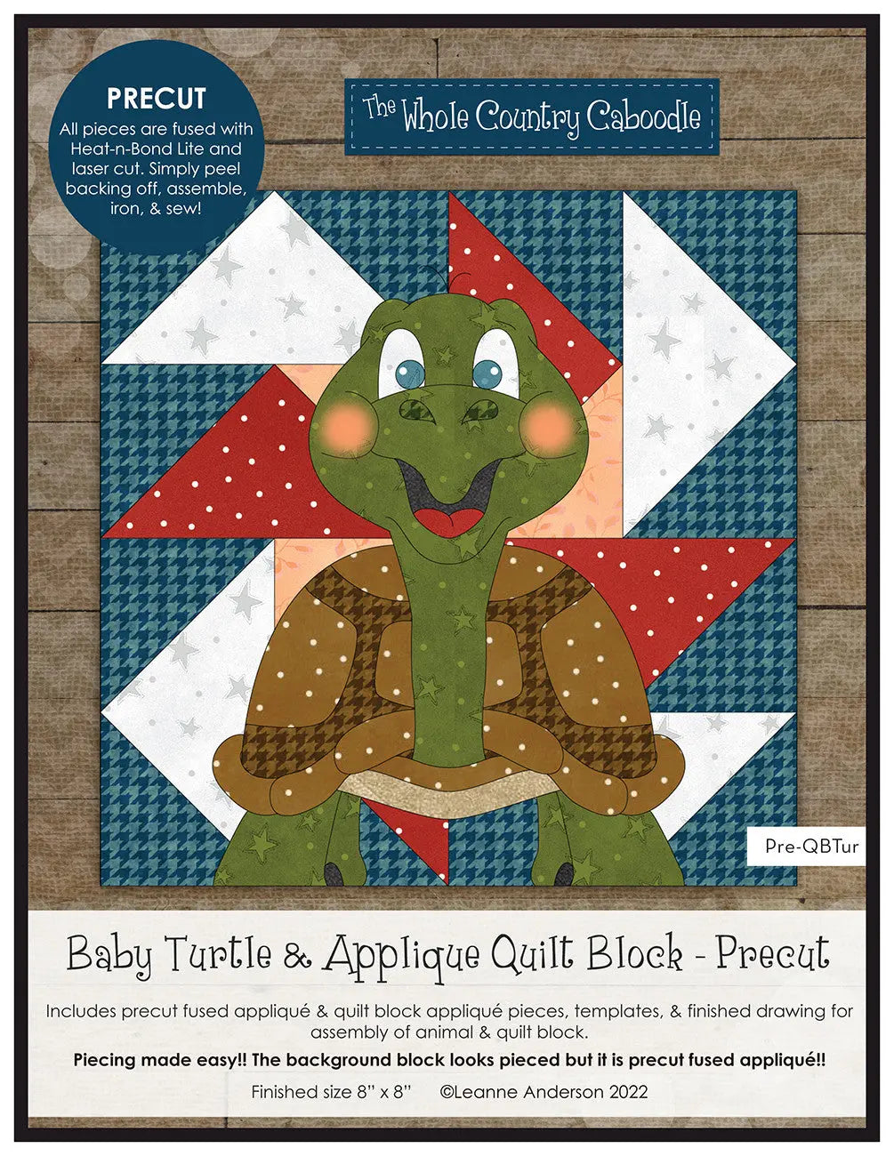 Paquete de Aplicación de Bloque de Colcha de Tortuga Bebé y Aplicación Precutida