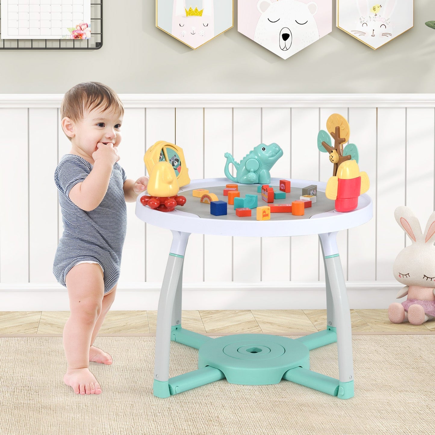 Centre d'activités pour bébé 5-en-1 avec siège à rebond interactif - Blanc