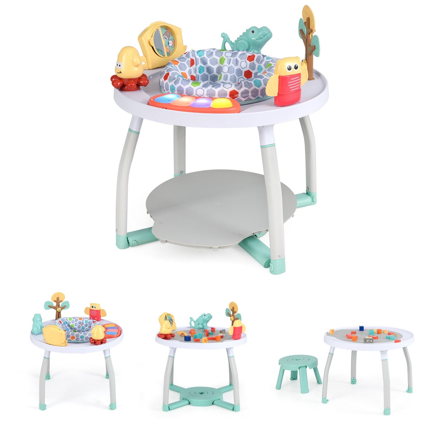 Centre d'activités pour bébé 5-en-1 avec siège à rebond interactif - Blanc