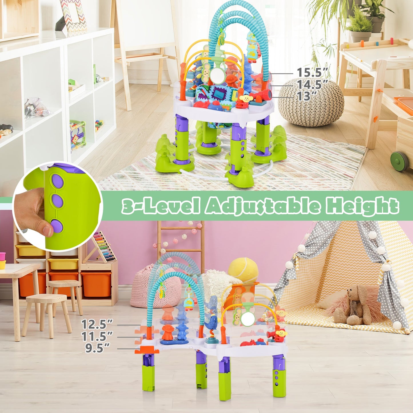 4-in-1 Baby Bouncer Activity Center - Green