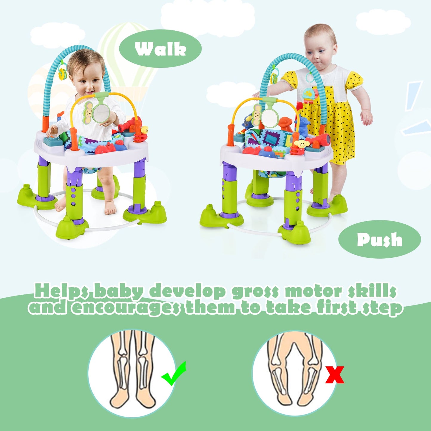 4-in-1 Baby Bouncer Activity Center - Green