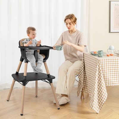 4-in-1 Baby Convertible Toddler Table Chair Set - Brown
