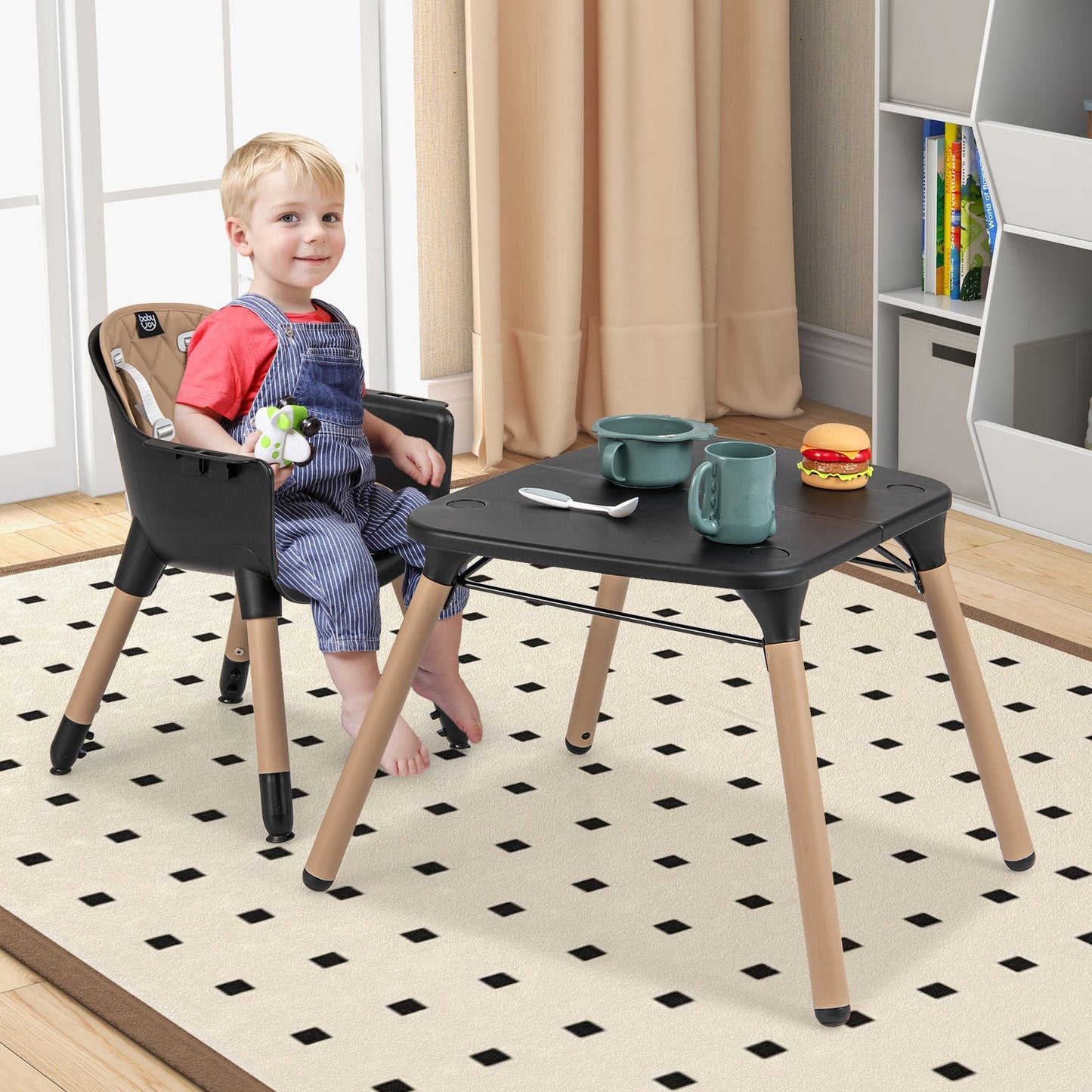 Juego de Mesa y Silla Convertible para Bebés 4 en 1 - Marrón