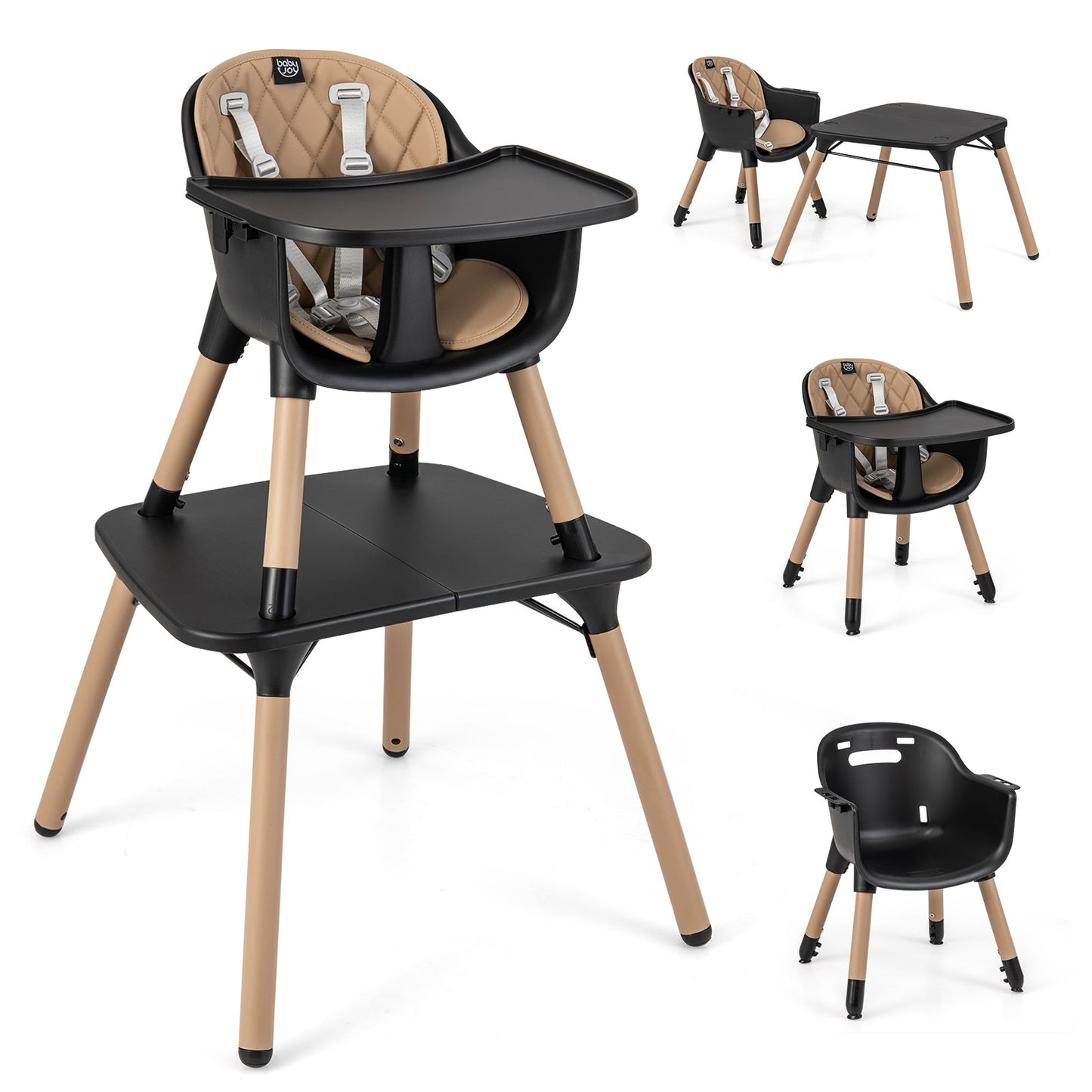 Juego de Mesa y Silla Convertible para Bebés 4 en 1 - Marrón