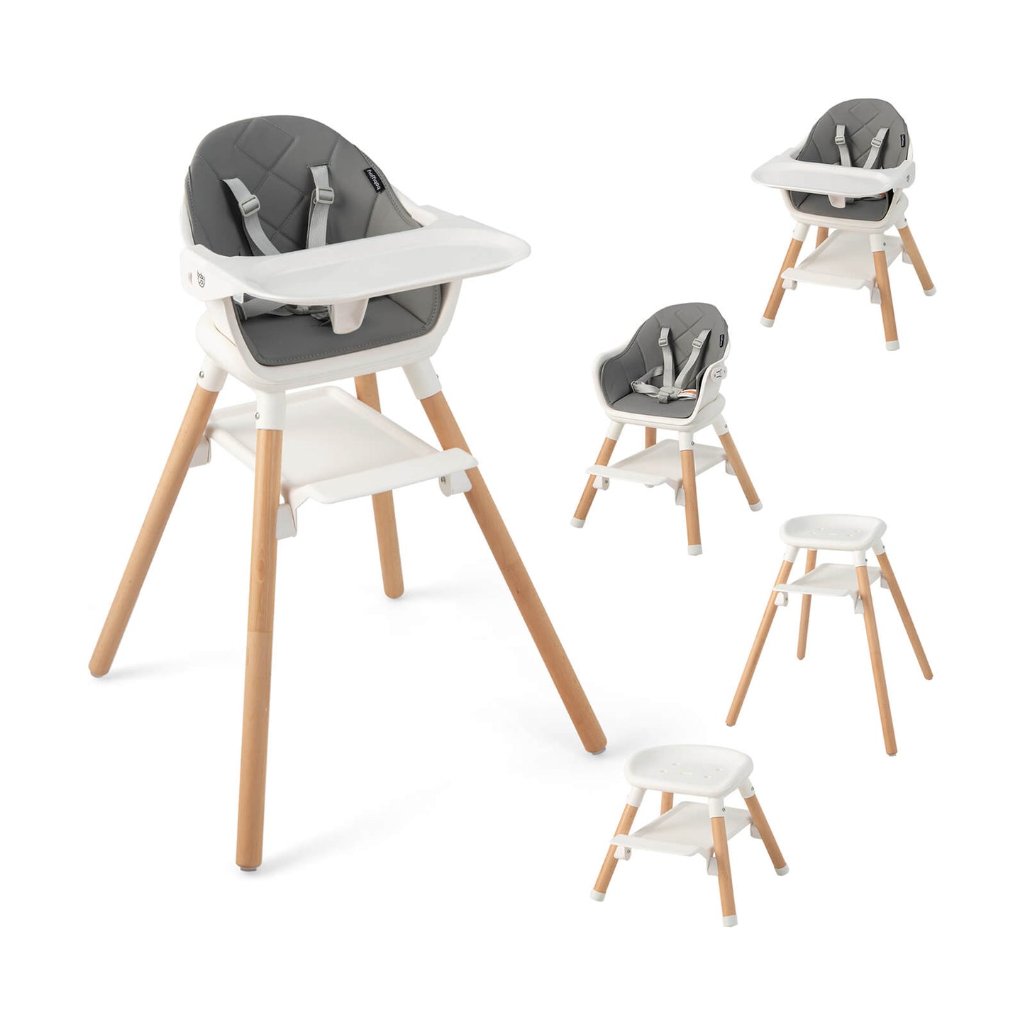 6-in-1 Convertible Baby High Chair - White