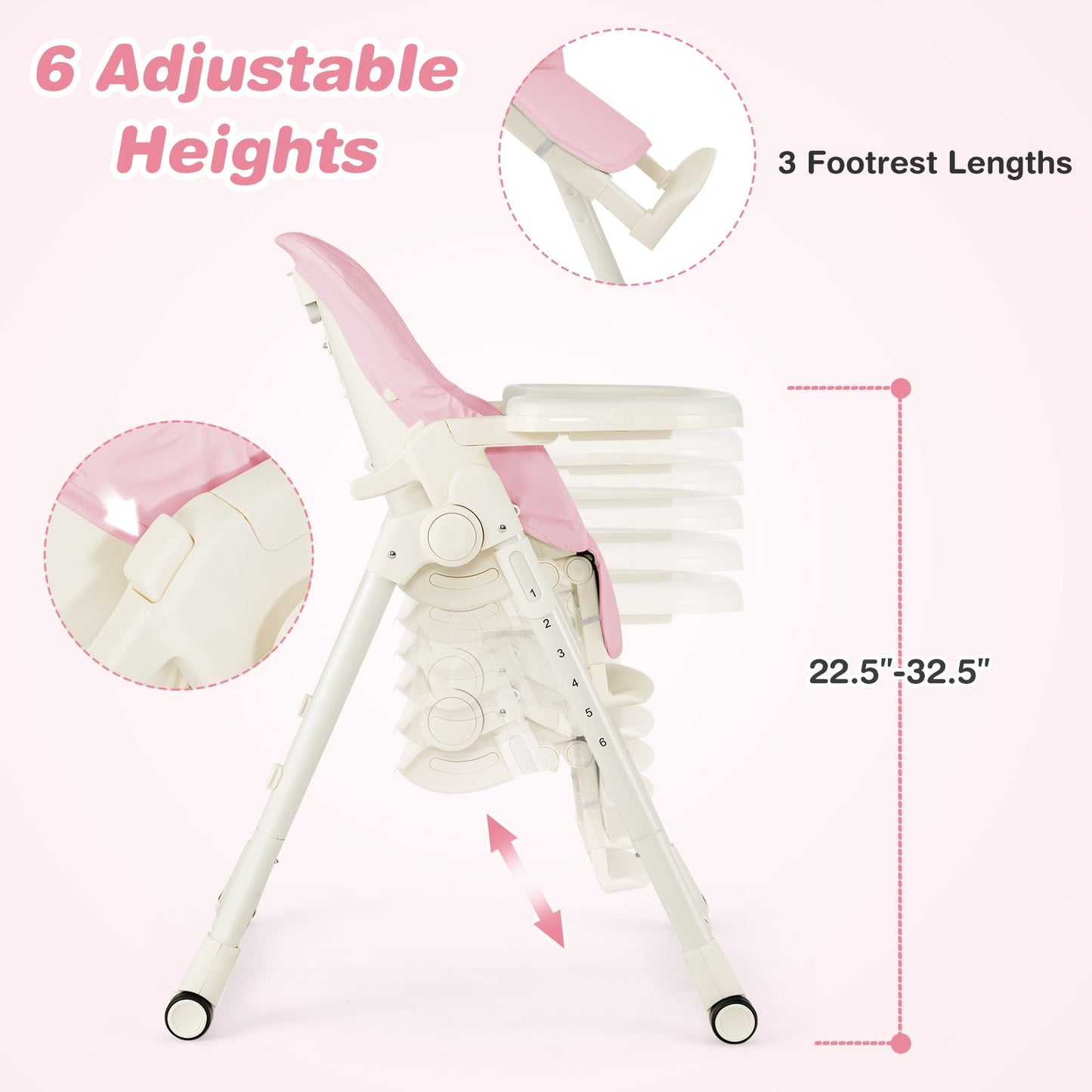 4-in-1 Convertible Baby High Chair - Pink