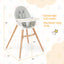 Chaise Haute pour Bébé Premium avec Plateau Lavable au Lave-Vaisselle - Gris