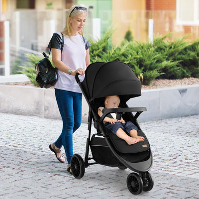 Premium Baby Jogging Stroller with Adjustable Canopy - Black