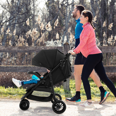 Premium Baby Jogging Stroller with Adjustable Canopy - Black