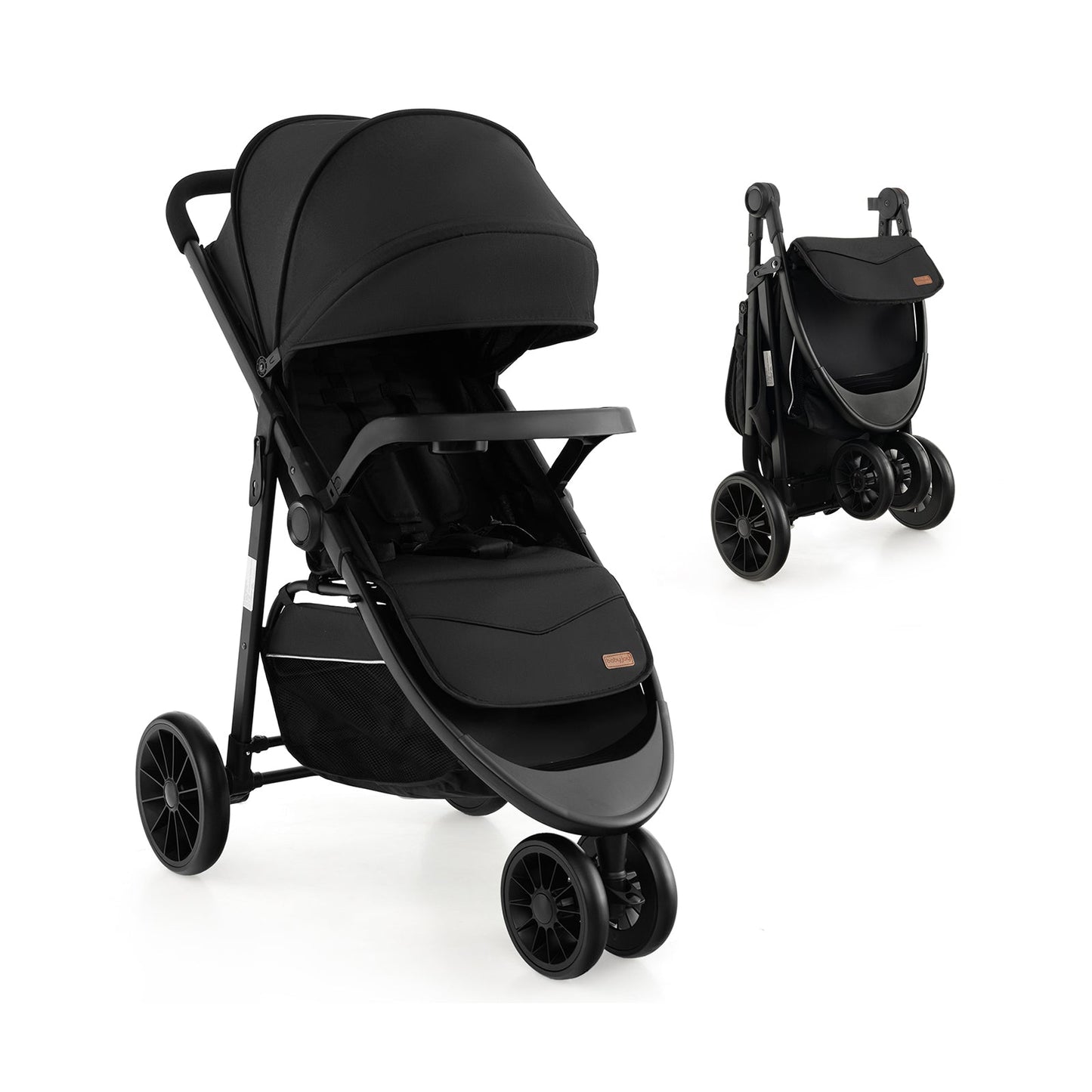 Premium Baby Jogging Stroller with Adjustable Canopy - Black