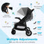 Premium Baby Jogging Stroller with Adjustable Canopy - Black