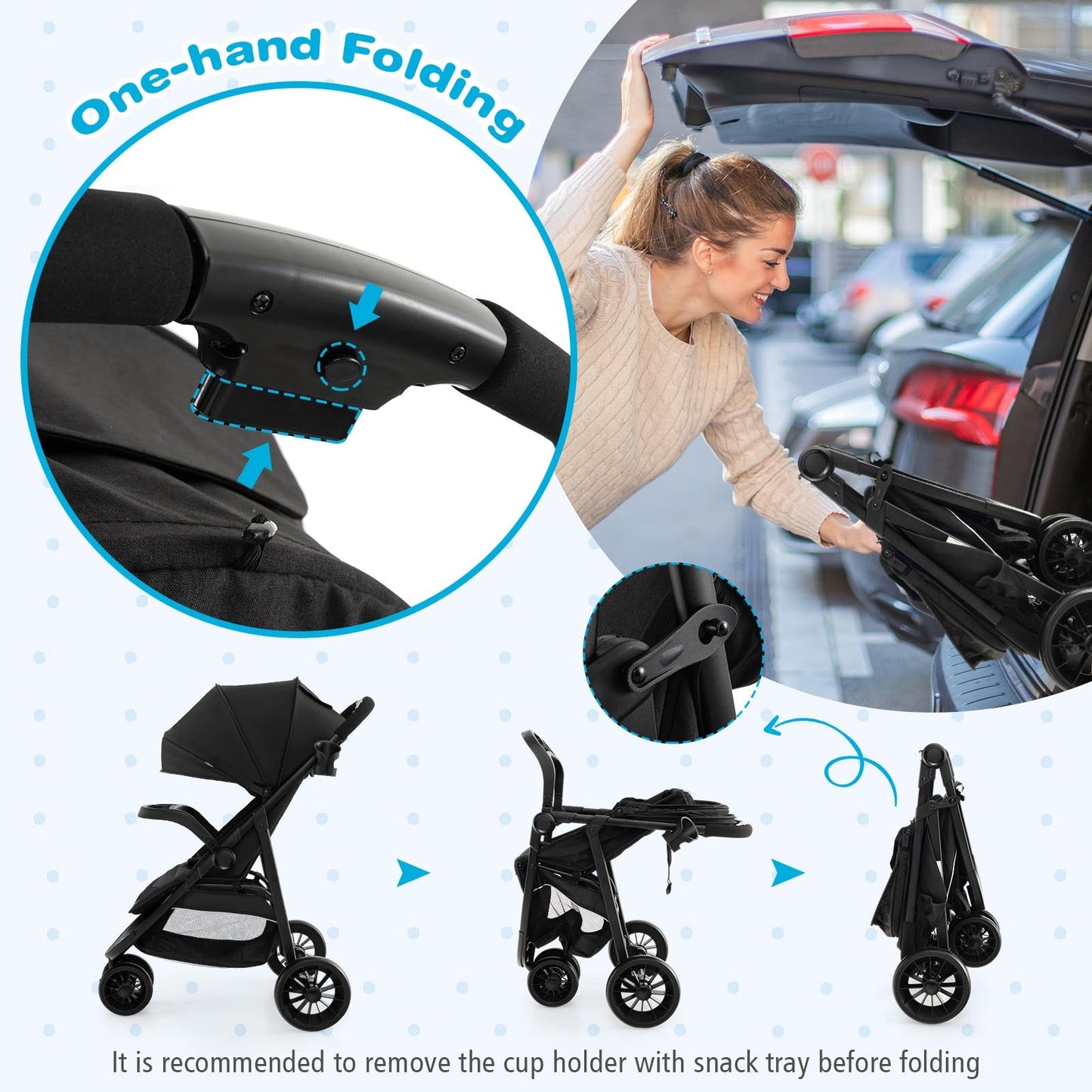 Premium Baby Jogging Stroller with Adjustable Canopy - Black