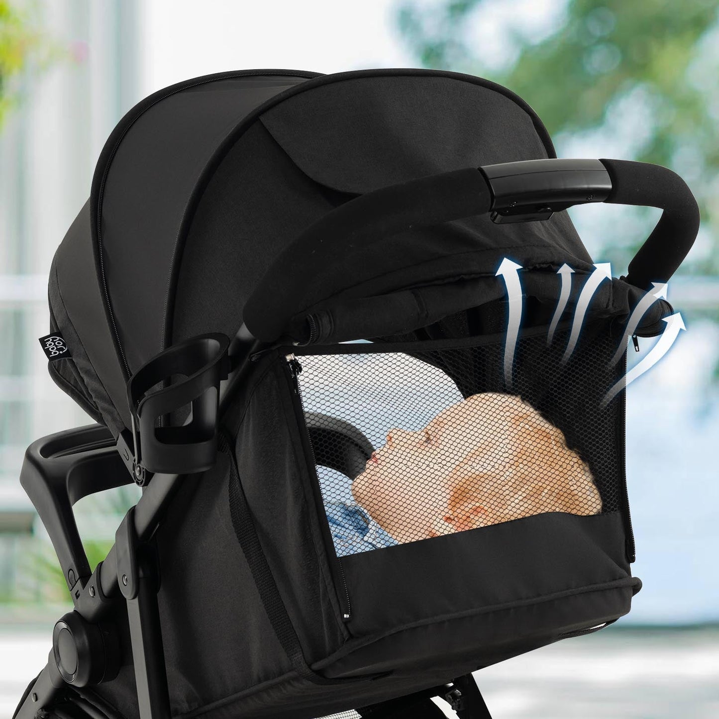 Premium Baby Jogging Stroller with Adjustable Canopy - Black