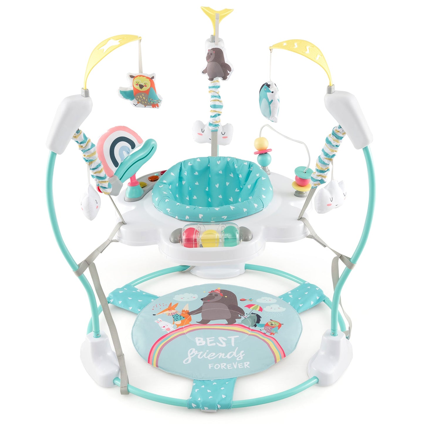 Height Adjustable Baby Activity Center with Interactive Toys - Blue