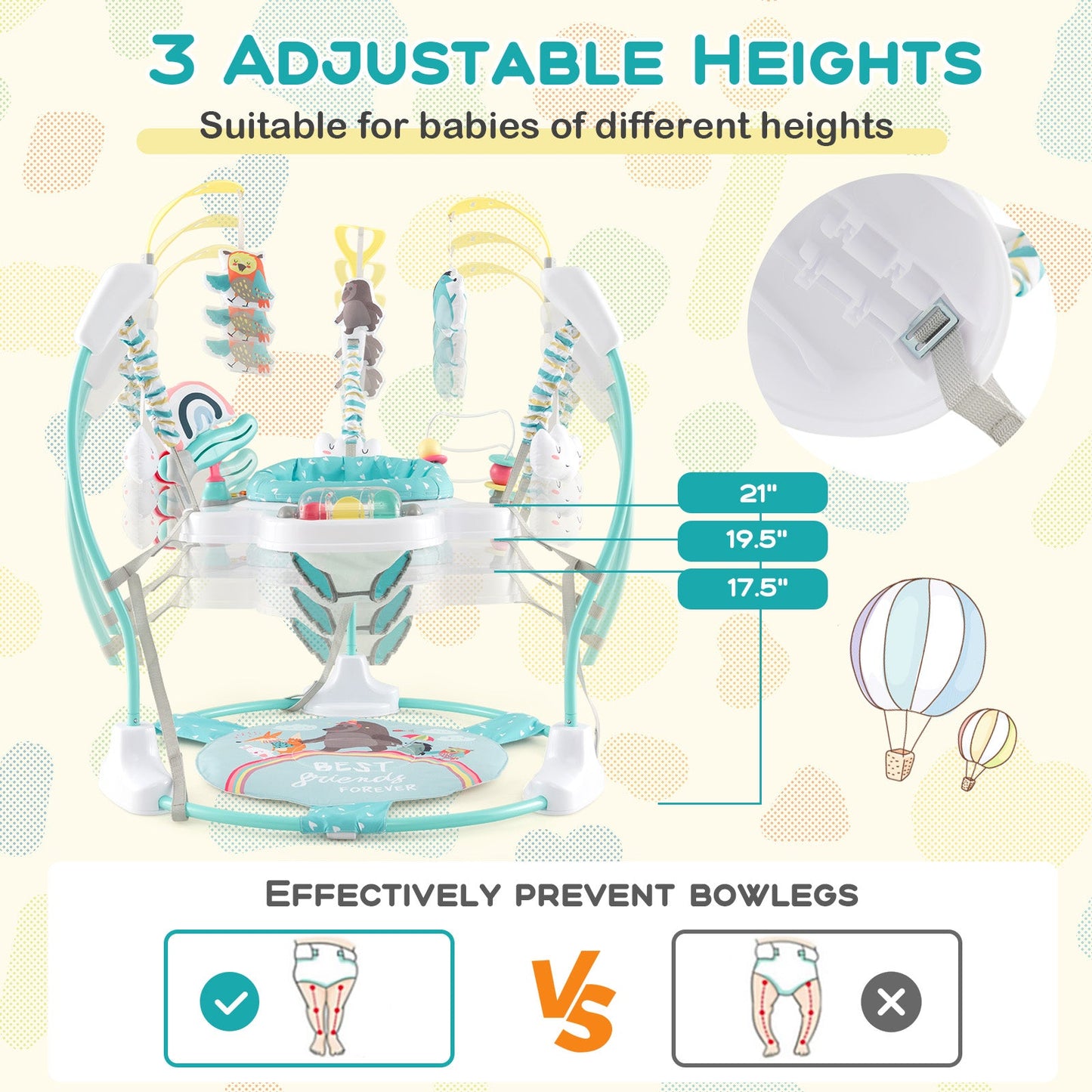 Height Adjustable Baby Activity Center with Interactive Toys - Blue