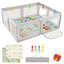 Gbruno Baby Playpen with Mat and Breathable Mesh - Gray