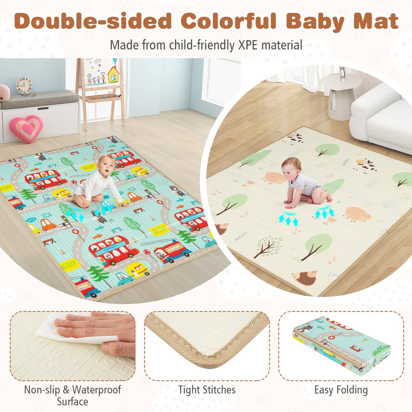 Gbruno Baby Playpen with Mat and Breathable Mesh - Gray
