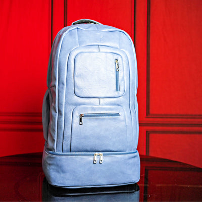 Sac à dos de voyage élégant en cuir bleu clair