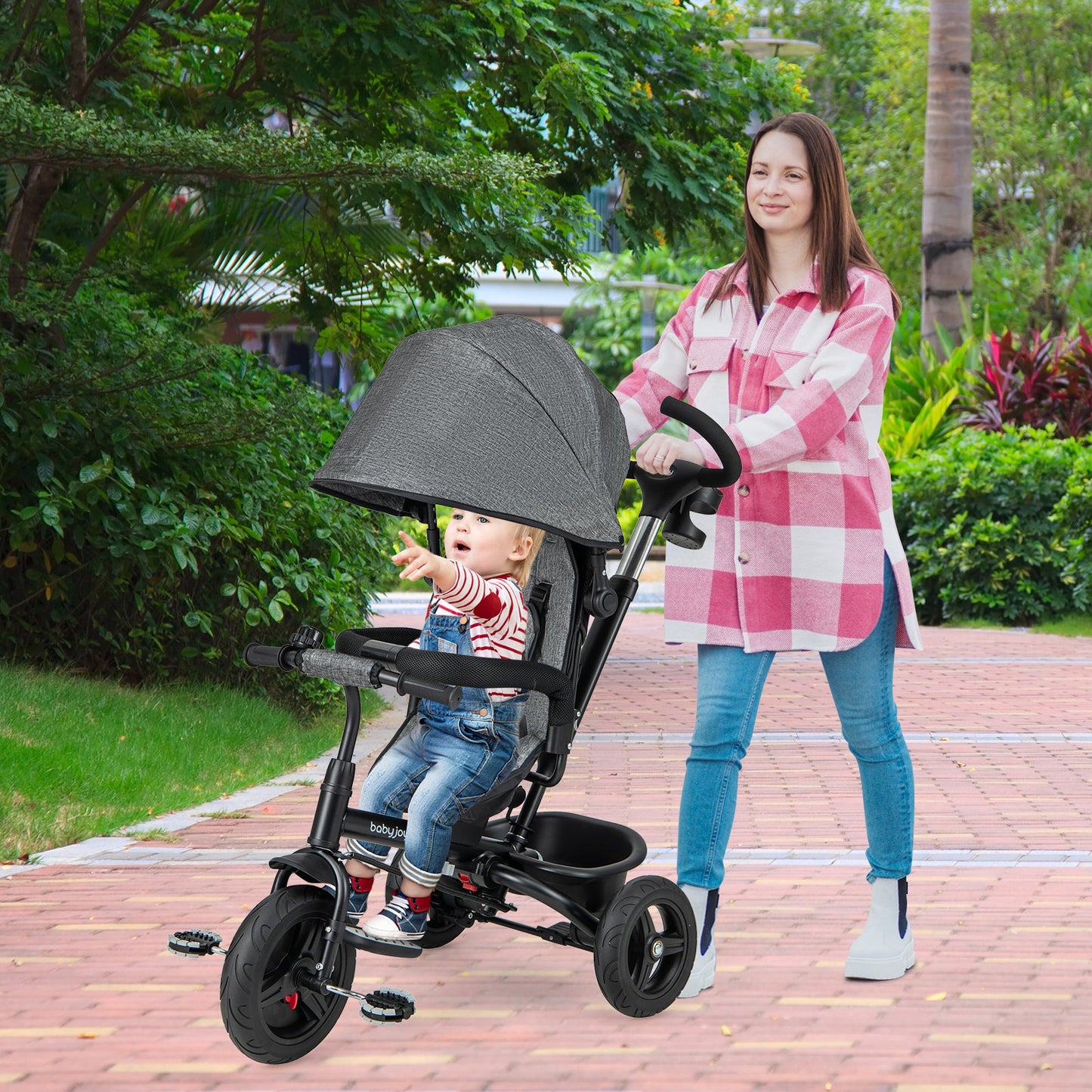 Triciclo para Bebés 4 en 1 con Asiento Reversible - Gris