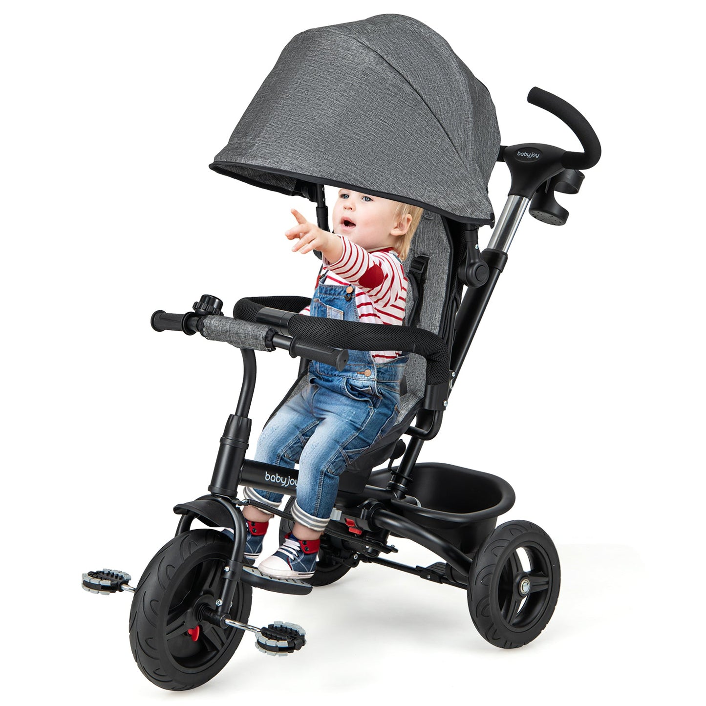 Triciclo para Bebés 4 en 1 con Asiento Reversible - Gris