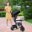 Triciclo 4 en 1 para Bebés con Capota y Manillar Ajustable - Negro