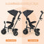Triciclo 4 en 1 para Bebés con Capota y Manillar Ajustable - Negro