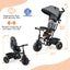 Triciclo 4 en 1 para Bebés con Capota Ajustable y Mango de Empuje - Gris