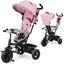 Triciclo 4 en 1 para Bebés con Capota y Manillar Ajustable - Rosa
