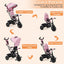Triciclo 4 en 1 para Bebés con Capota y Manillar Ajustable - Rosa