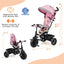 Triciclo 4 en 1 para Bebés con Capota y Manillar Ajustable - Rosa