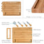 Premium Bamboo Cheese Board & Knife Set – 14" x 11" Charcuterie Serving Tray - Korvel