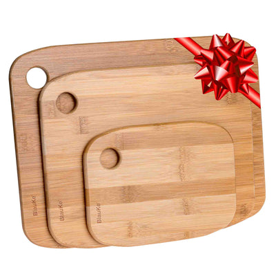 Bamboo Cutting Board Set – 3-Piece Kitchen Chopping & Serving Boards - Korvel