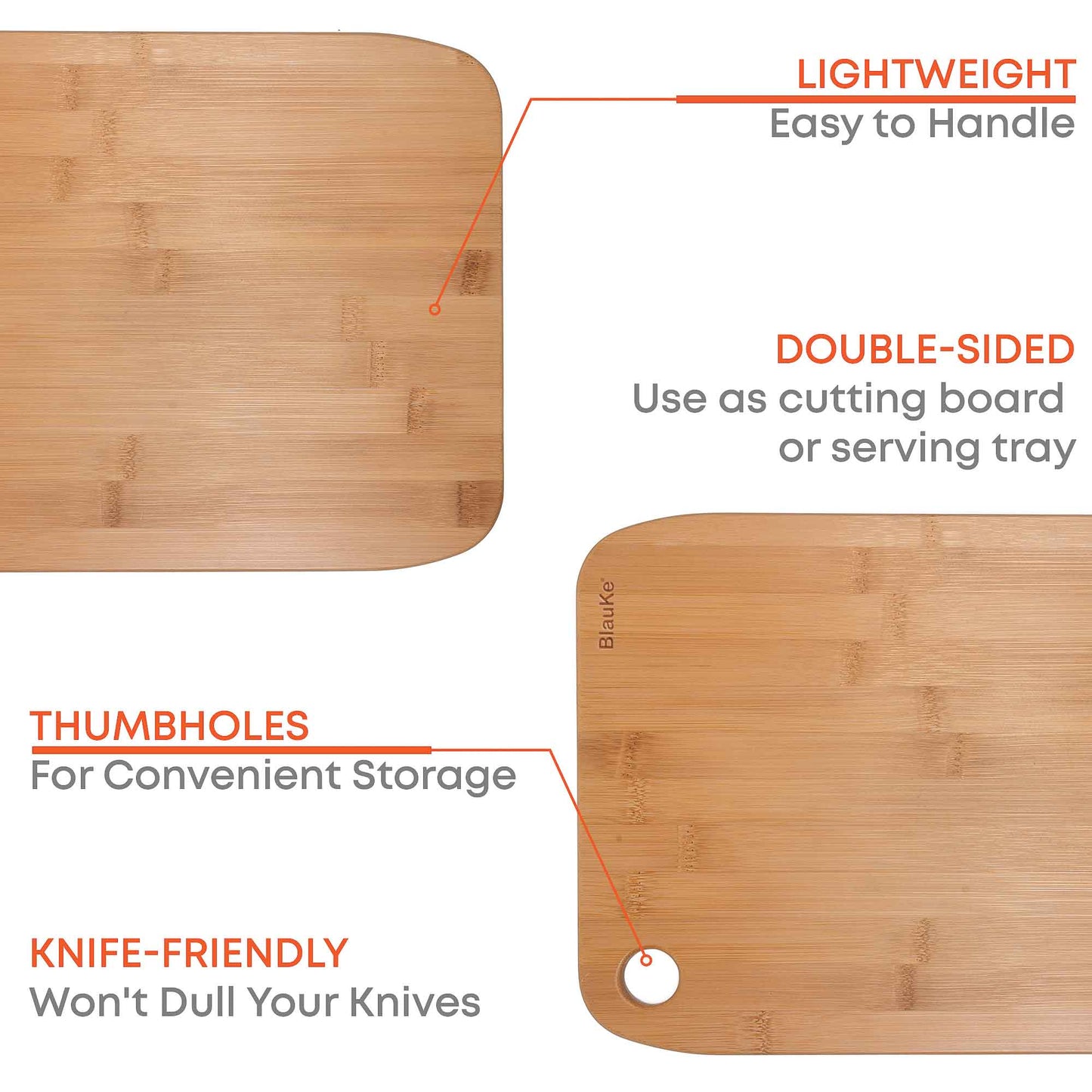 Bamboo Cutting Board Set – 3-Piece Kitchen Chopping & Serving Boards - Korvel