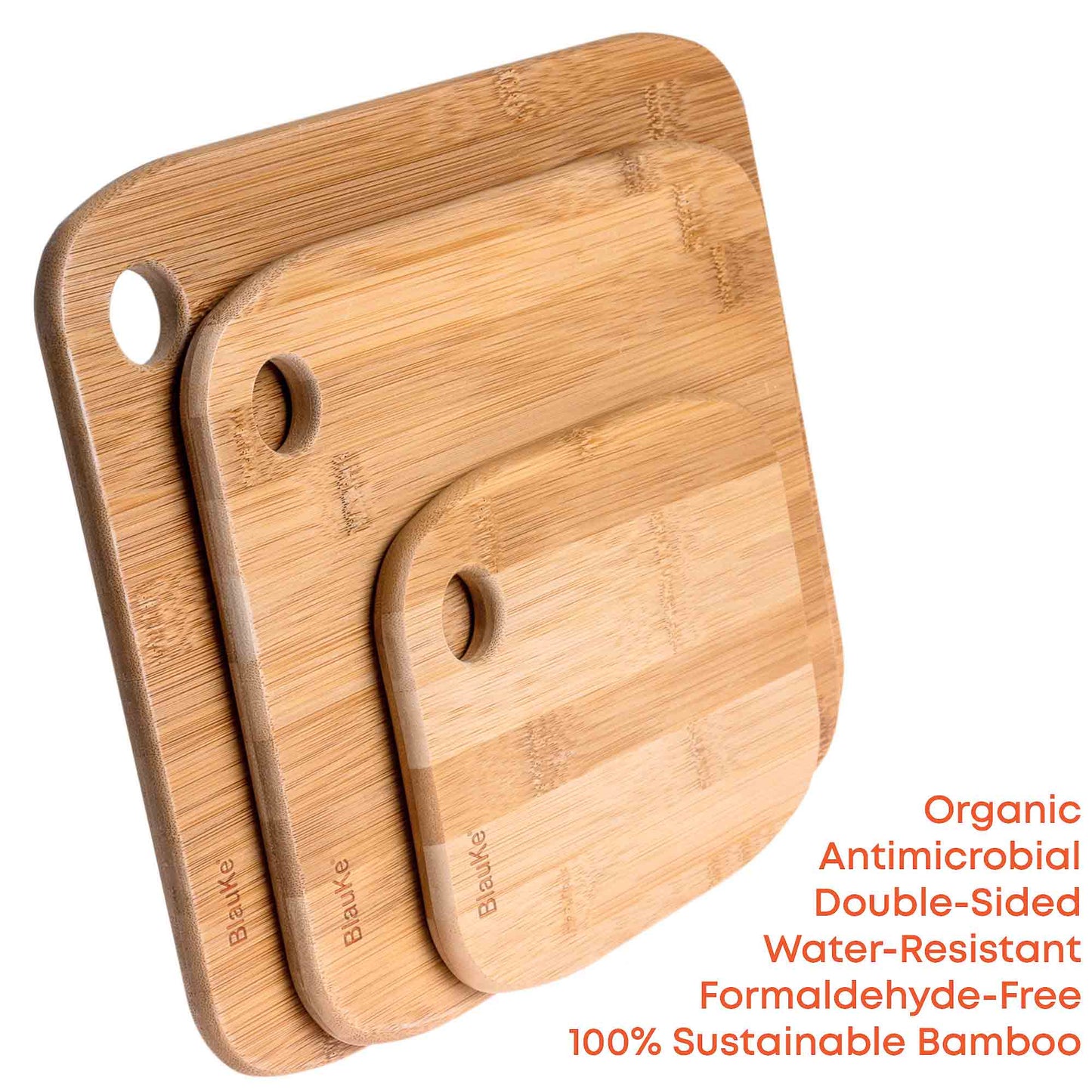Bamboo Cutting Board Set – 3-Piece Kitchen Chopping & Serving Boards - Korvel