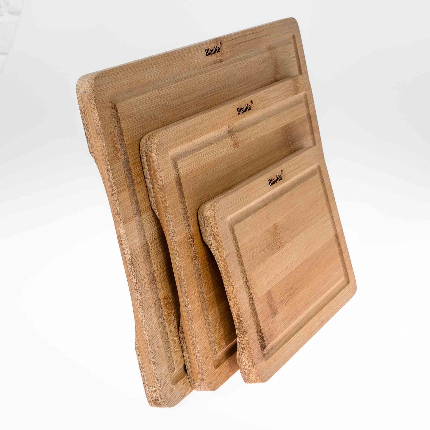 Bamboo Cutting Board Set – 3-Piece Kitchen Boards with Juice Groove & Side Handles - Korvel