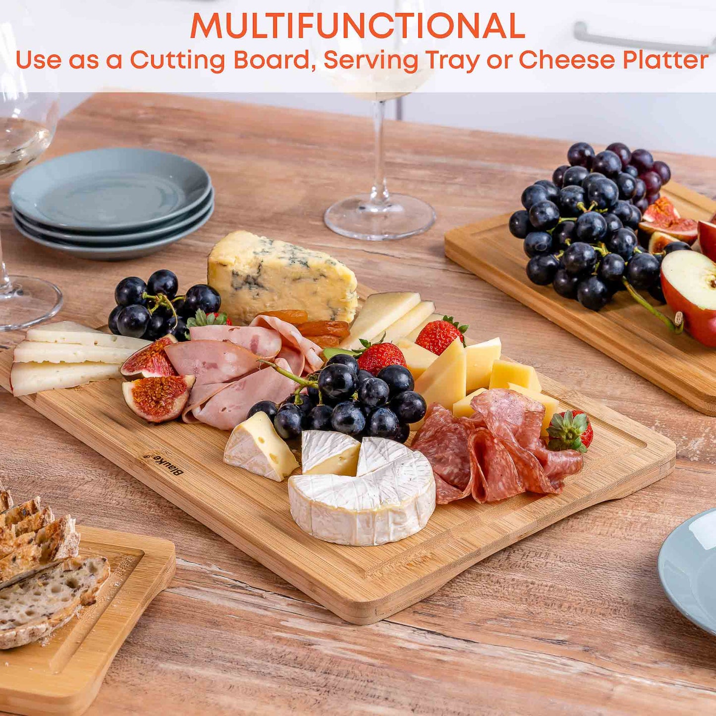 Premium Bamboo Cutting Board – 15" x 10" Double-Sided with Juice Groove & Handles - Korvel